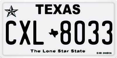TX license plate CXL8033
