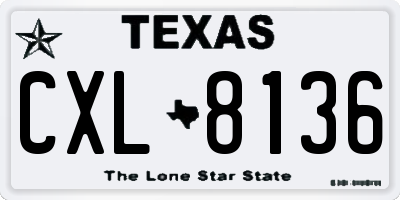 TX license plate CXL8136