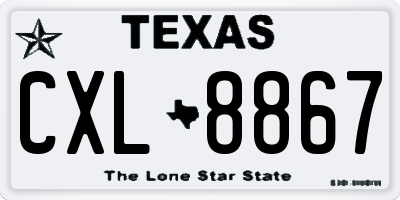 TX license plate CXL8867