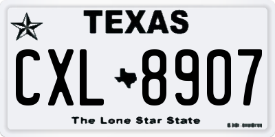 TX license plate CXL8907