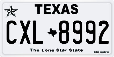 TX license plate CXL8992