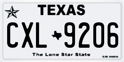 TX license plate CXL9206