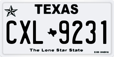 TX license plate CXL9231