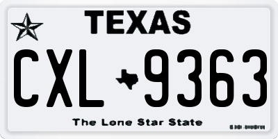 TX license plate CXL9363
