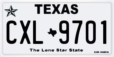 TX license plate CXL9701