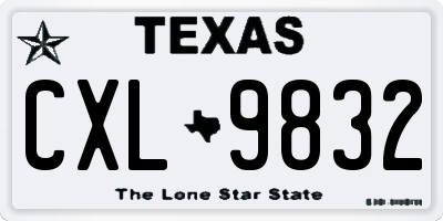 TX license plate CXL9832