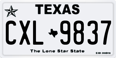 TX license plate CXL9837
