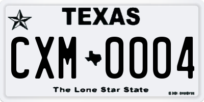 TX license plate CXM0004