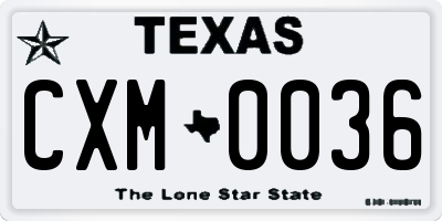 TX license plate CXM0036