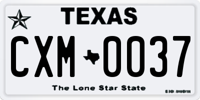 TX license plate CXM0037