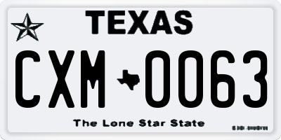 TX license plate CXM0063