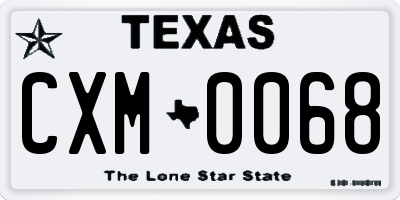 TX license plate CXM0068