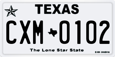 TX license plate CXM0102