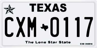 TX license plate CXM0117
