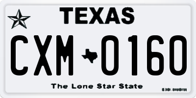 TX license plate CXM0160