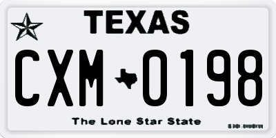 TX license plate CXM0198