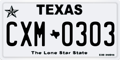 TX license plate CXM0303