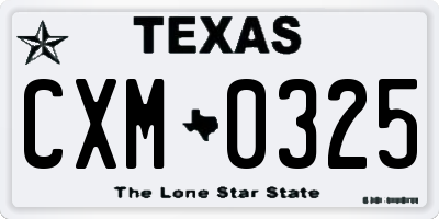 TX license plate CXM0325