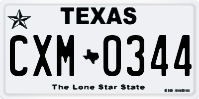 TX license plate CXM0344