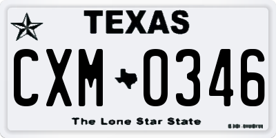 TX license plate CXM0346