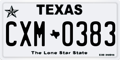 TX license plate CXM0383