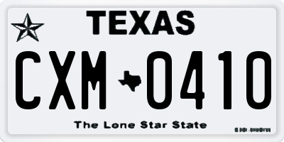 TX license plate CXM0410