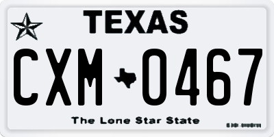 TX license plate CXM0467