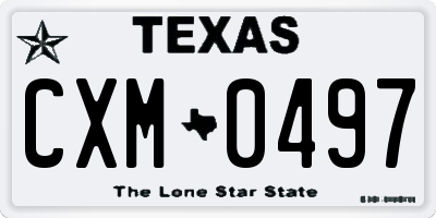 TX license plate CXM0497