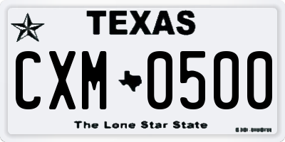 TX license plate CXM0500