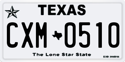 TX license plate CXM0510