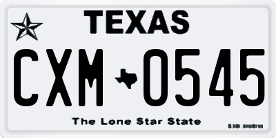 TX license plate CXM0545