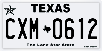 TX license plate CXM0612