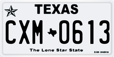 TX license plate CXM0613
