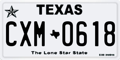 TX license plate CXM0618