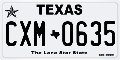TX license plate CXM0635