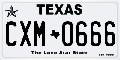 TX license plate CXM0666