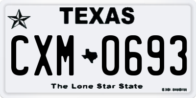 TX license plate CXM0693