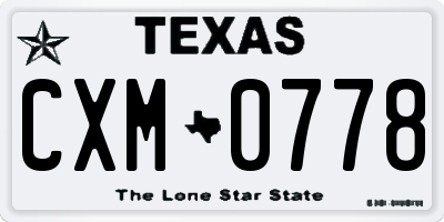 TX license plate CXM0778