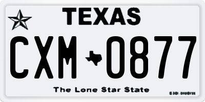 TX license plate CXM0877