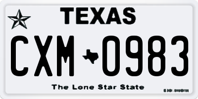 TX license plate CXM0983