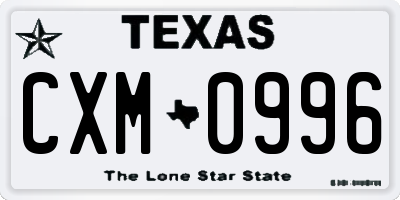 TX license plate CXM0996