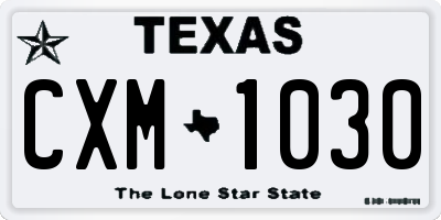 TX license plate CXM1030