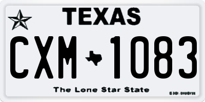 TX license plate CXM1083