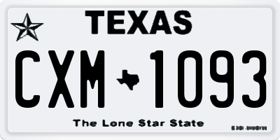 TX license plate CXM1093