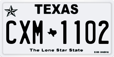 TX license plate CXM1102