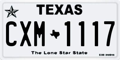 TX license plate CXM1117
