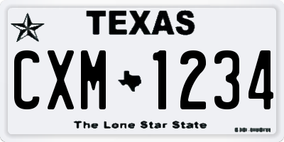 TX license plate CXM1234