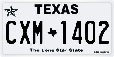 TX license plate CXM1402