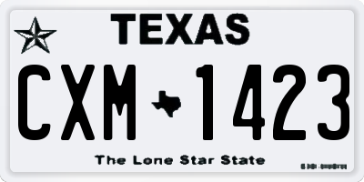 TX license plate CXM1423