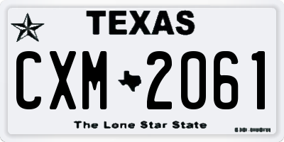 TX license plate CXM2061
